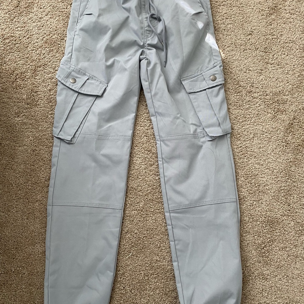 Gray Cargo Pants with Straight Leg Design